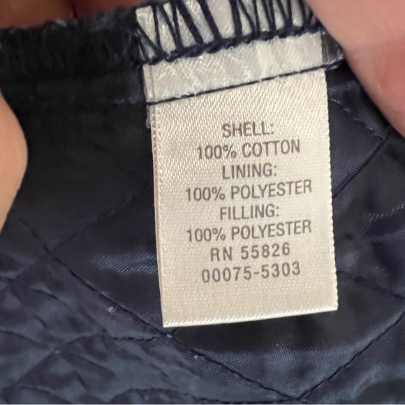 Vintage quilted denim chore coat jacket liner collarless brass buttons 1X - Picture 16 of 16